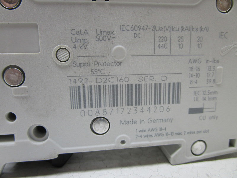 ALLEN BRADLEY 1492-D2C160 SER. D CIRCUIT BREAKER 16A * NEW IN BOX *