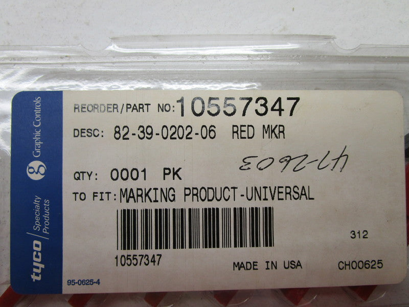 GRAPHIC CONTROLS 10557347 RED MARKERS (PKG OF 6) * NEW IN ORIGINAL PACKAGE *