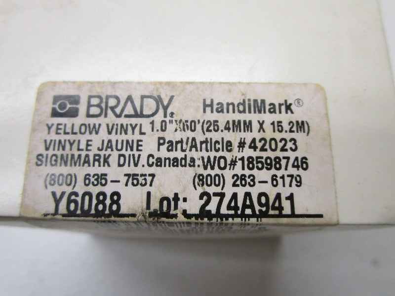 BRADY 42023 YELLOW VINYL * FACTORY SEALED *