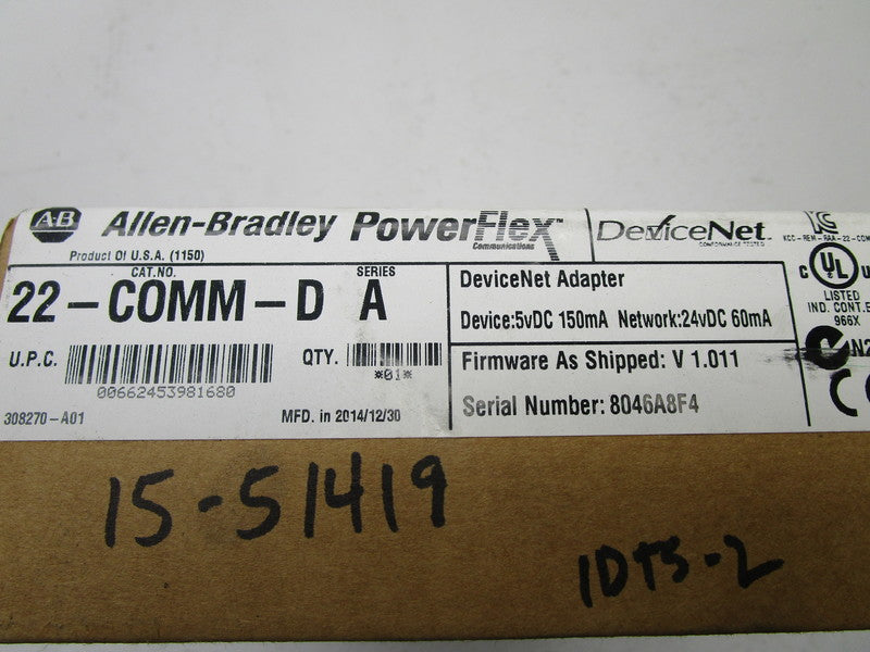 ALLEN BRADLEY POWERFLEX 22-COMM-D SER. A F/W 1.011 DATE: 2014 * FACTORY SEALED *