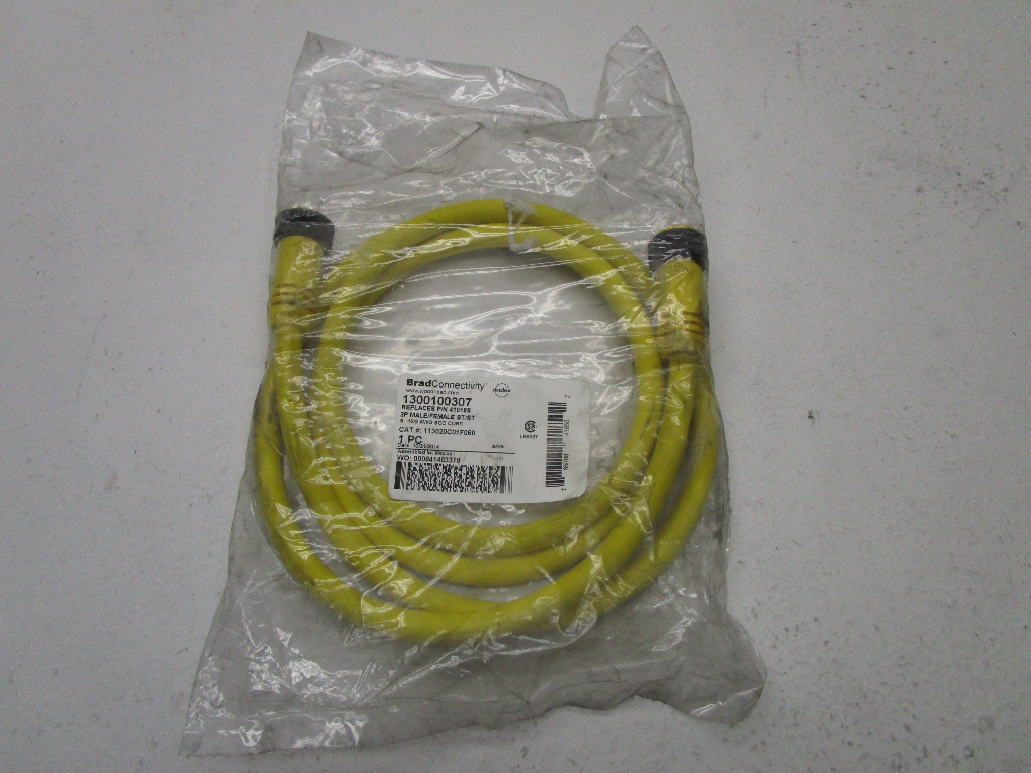 DANIEL WOODHEAD 1300100307 CABLE CONNECTOR * NEW IN FACTORY BAG *