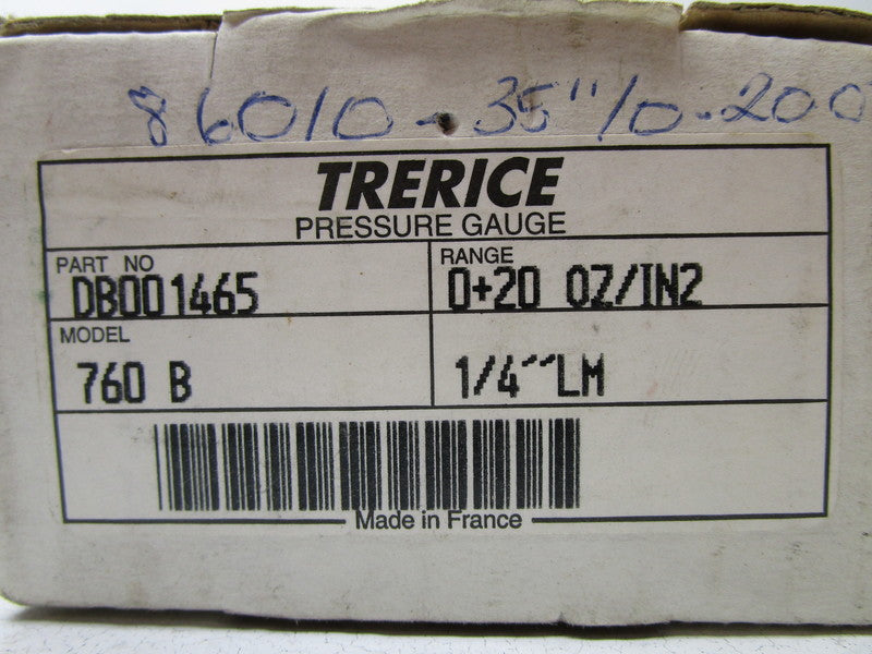 TRERICE DB001465 760B PRESSURE GAUGE 0-20  NSMP