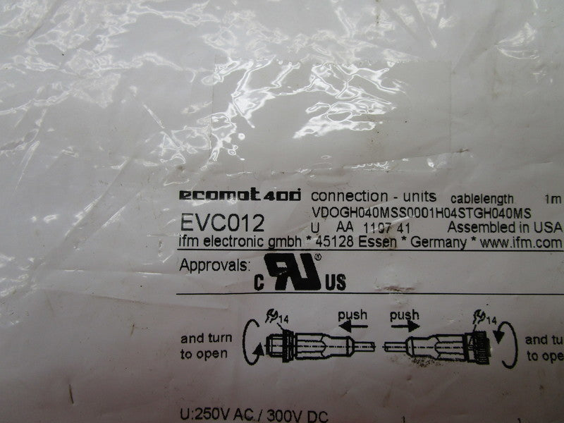 IFM EFECTOR EVC012 CABLE CONNECTOR * NEW IN FACTORY BAG *