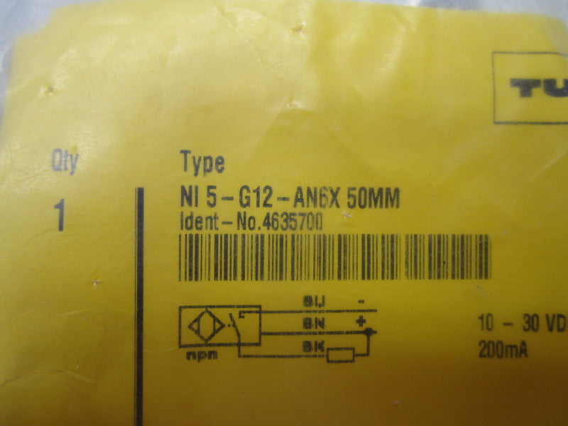TURCK NI5-G12-AN6X-50MM PROXIMITY SENSOR 50MM * NEW IN FACTORY BAG *