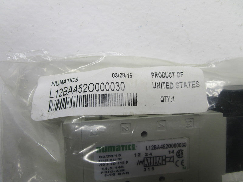 NUMATICS L12BA452O000030 SOLENOID VALVE * NEW IN FACTORY BAG *