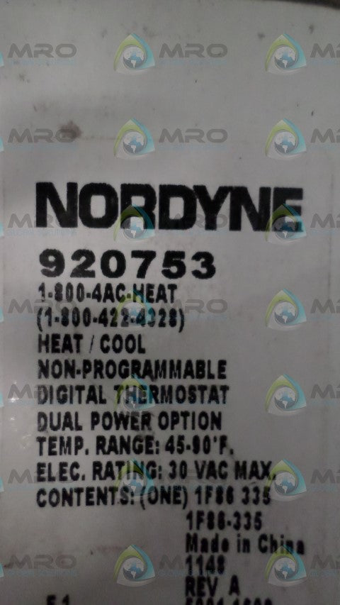 NORDYNE 920753 DIGITAL THERMOSTAT *NEW IN BOX*