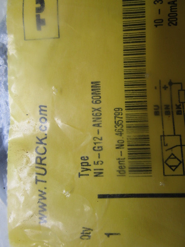 TURCK NI5-G12-AN6X60MM PROXIMITY SENSOR * NEW IN FACTORY BAG *