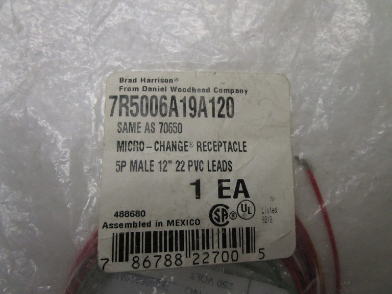 DANIEL WOODHEAD 7R5006A19A120 RECEPTACLE * NEW IN FACTORY BAG *