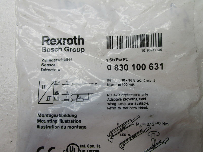 REXROTH 0830100631 SENSOR * NEW IN FACTORY BAG *
