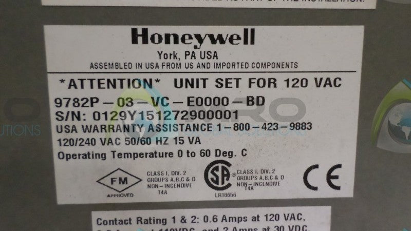HONEYWELL 9782P-03-VC-E0000-BD ANALYZER *USED*