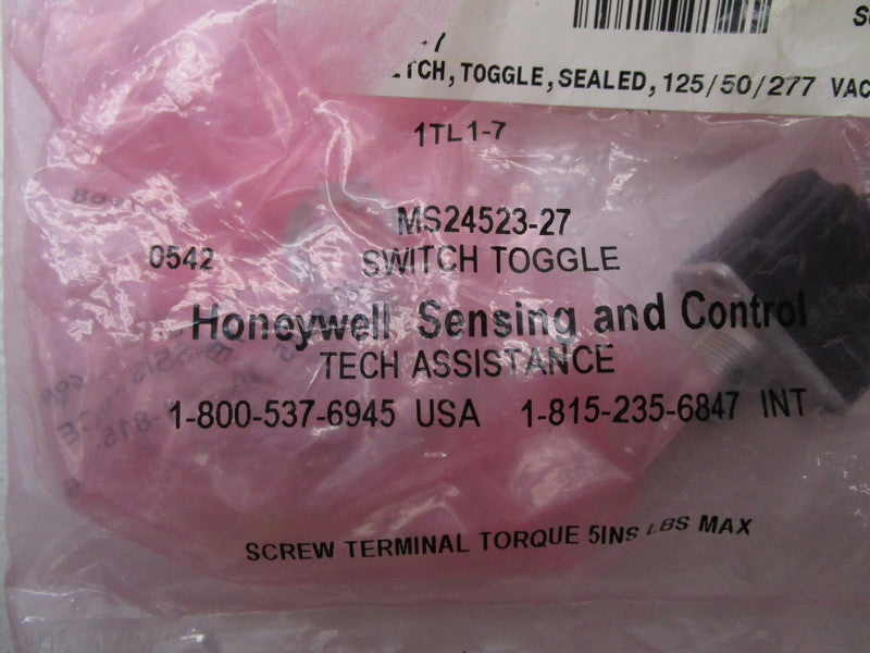 HONEYWELL MS24523-27 1TL1-7 TOGGLE SWITCH * NEW IN FACTORY BAG *