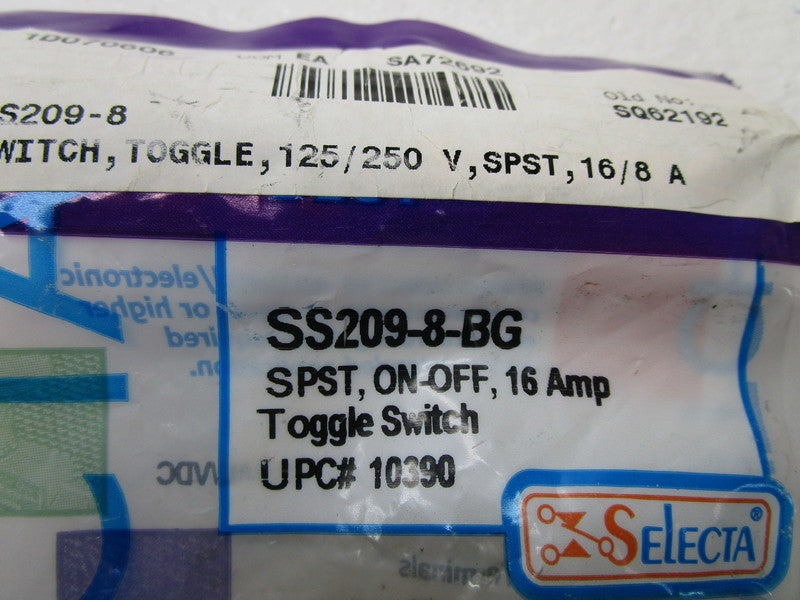 SELECTA SS209-8-BG TOGGLE SWITCH * NEW IN FACTORY BAG *