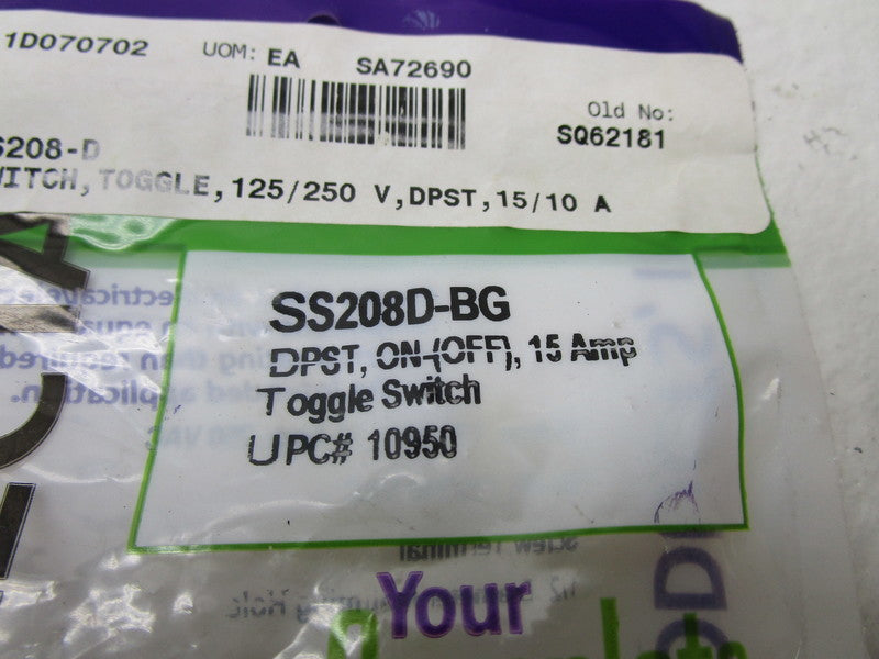 SELECTA SS208D-BG TOGGLE SWITCH * NEW IN FATORY BAG *