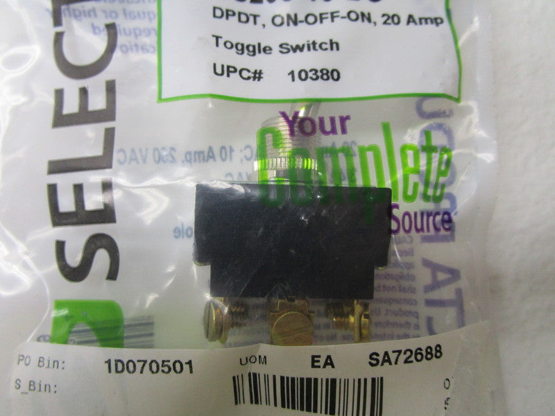 SELECTA SS208-16-BG TOGGLE SWITCH 20A * NEW IN FACTORY BAG *