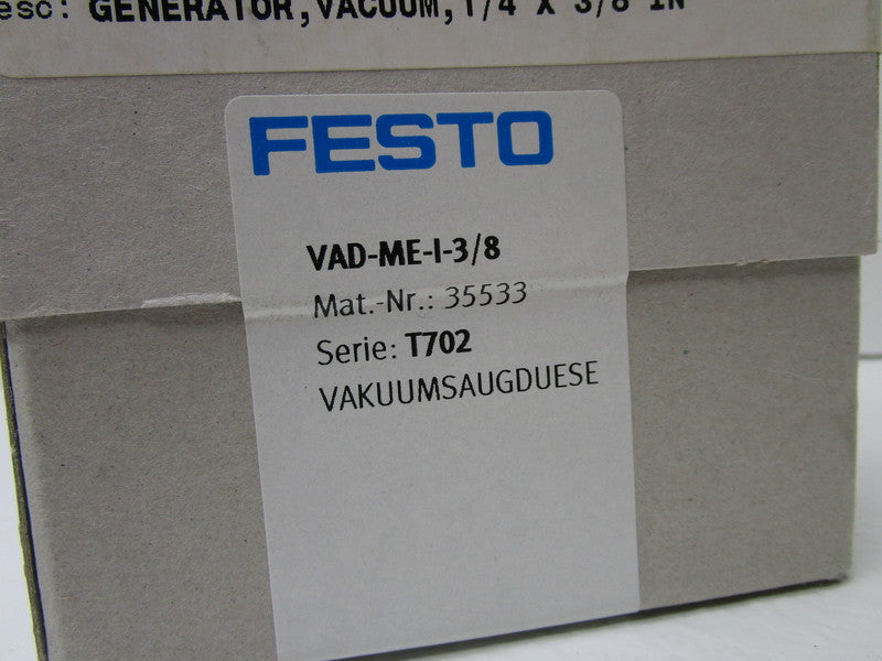 FESTO VAD-ME-I-3/8 VACUUM GENERATOR  NSFS