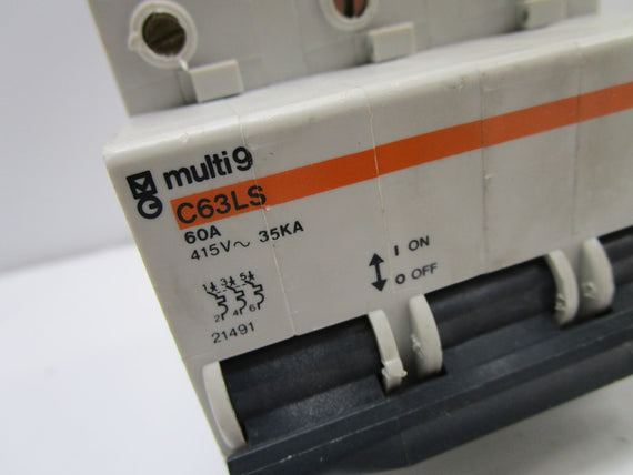 MERLIN GERIN 21491 C63LS CIRCUIT BREAKER 60A * USED *