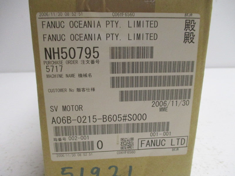 FANUC A06B-0215-B605#S000 SERVO MOTOR * FACTORY SEALED *