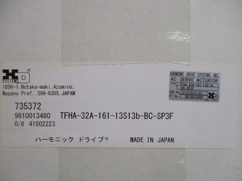 HARMONIC DRIVE TFHA-32A-161-13S13B-BC-SP3F AC SERVO ACTUATOR * FACTORY SEALED *