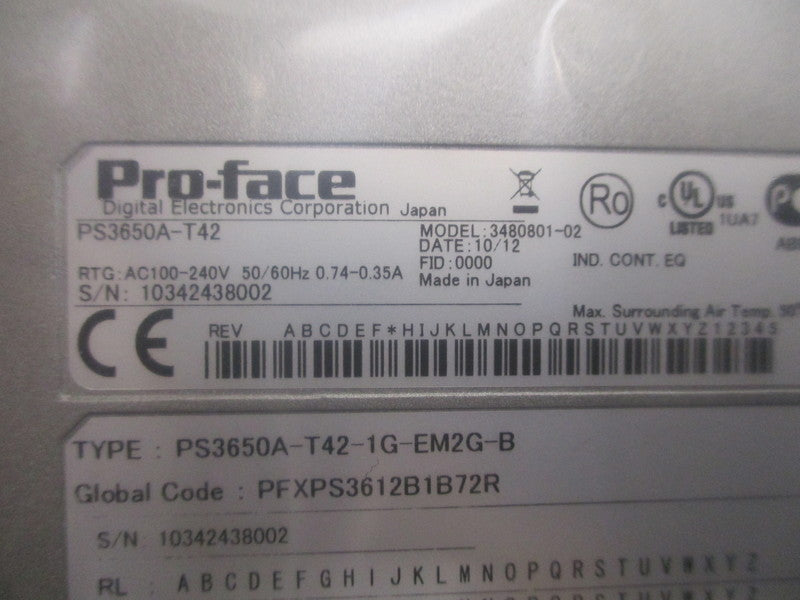 PROFACE PS3650A-T42-1G-EM2G-B 3480801-02 NSMP