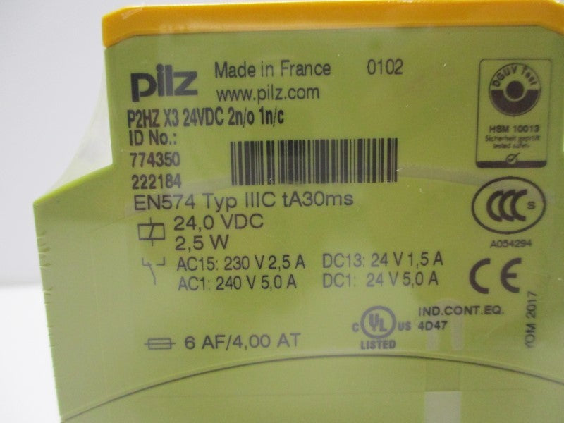 PILZ P2HZX324VDC2N/O1N/C 774350 24VDC 5.0A NSNP