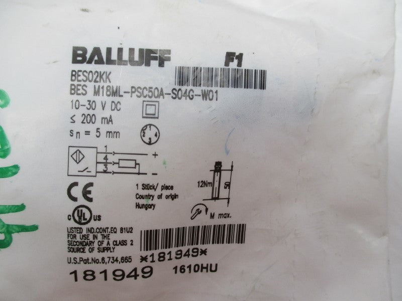 BALLUFF BESM18ML-PSC50A-S04G-W01 10-30VDC NSMP
