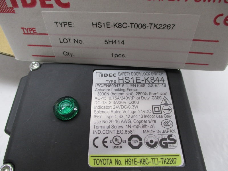 IDEC HS1E-K8C-T006-TK2267 240V .75A NSMP
