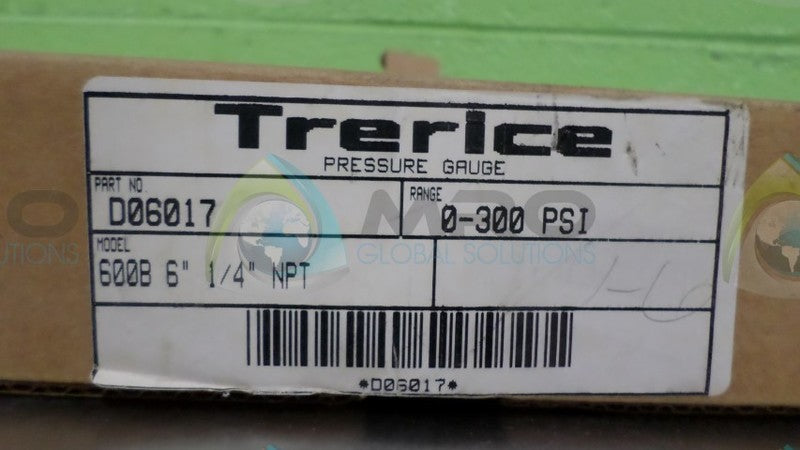 TRERICE D06017 PRESSURE GAUGE *NEW IN BOX*