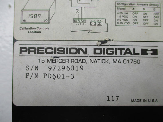 PRECISION DIGITAL PD601-3 UNMP
