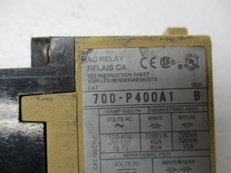 ALLEN BRADLEY 700-PT400A1 SER. B 110/115-120V UNMP