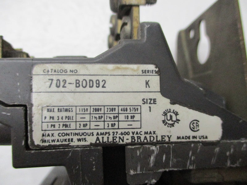 INDUSTRIAL SPARE PART 702-BOD92 SER. K UNMP