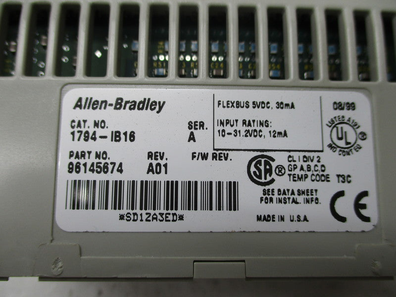 ALLEN BRADLEY FLEX I/O 1794-IB16 SER. A * USED*