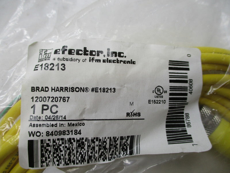 IFM EFECTOR E18213 CONNECTOR CABLE *NEW IN FACTORY BAG*