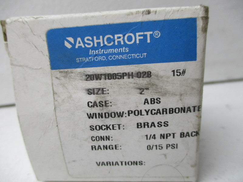 ASHCROFT 20W1005PH02B15# 0-15PSI NSMP