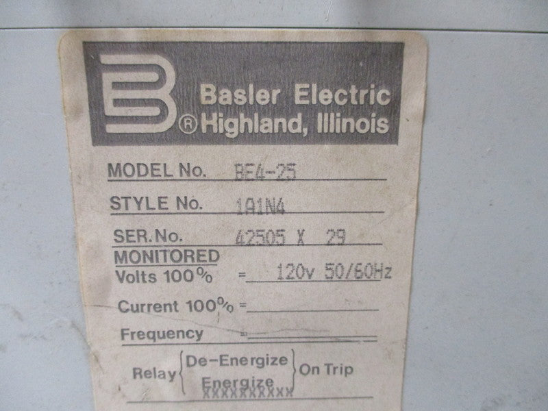 BASLER ELECTRIC BE4-25 1A1N4 UNMP