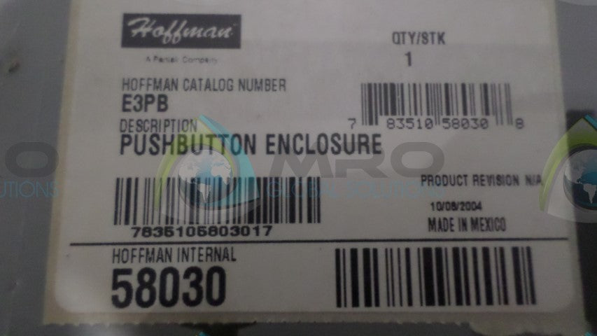 HOFFMAN E3PB PUSHBUTTON ENCLOSURE *NEW IN ORIGINAL PACKAGING*