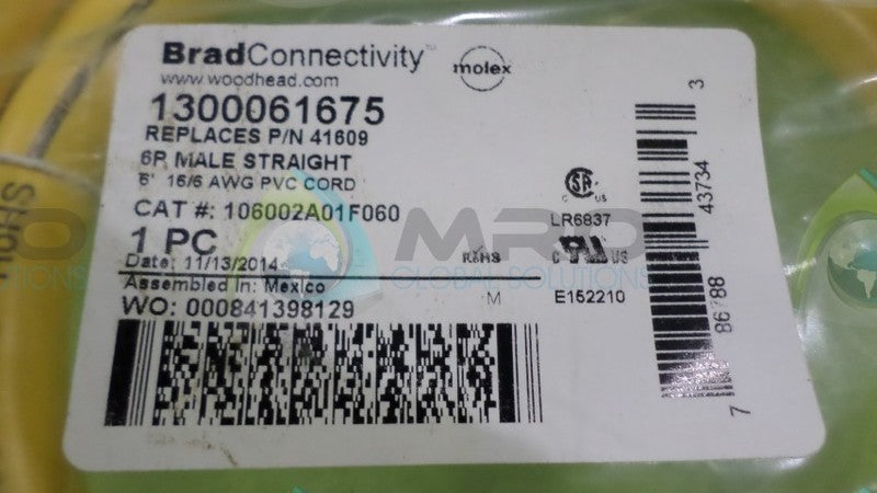 WOODHEAD INC. 106002A01F060 CONNECTOR * NEW IN ORIGINAL PACKAGE *