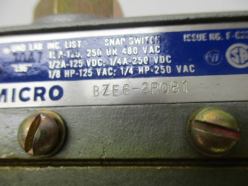 MICROSWITCH BZE6-2RQ81 LIMIT SWITCH (GREY) *NEW NO BOX*