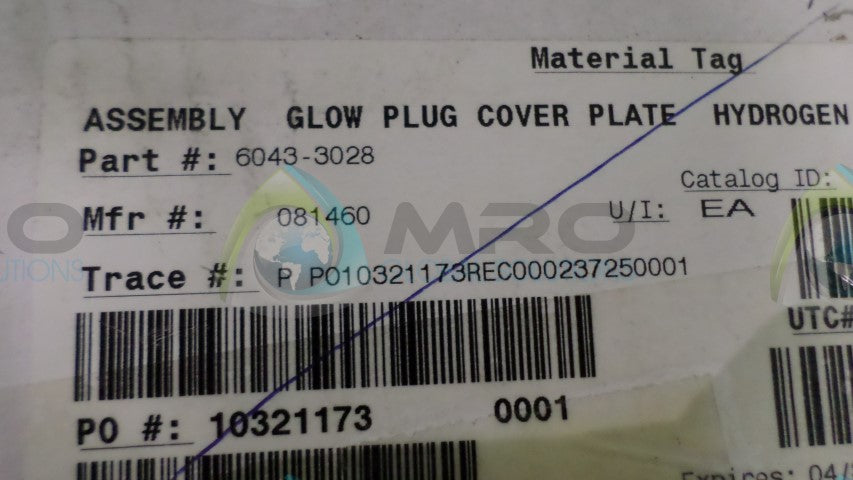 6043-3028 GLOW PLUG COVER PLATE *NEW IN BOX*