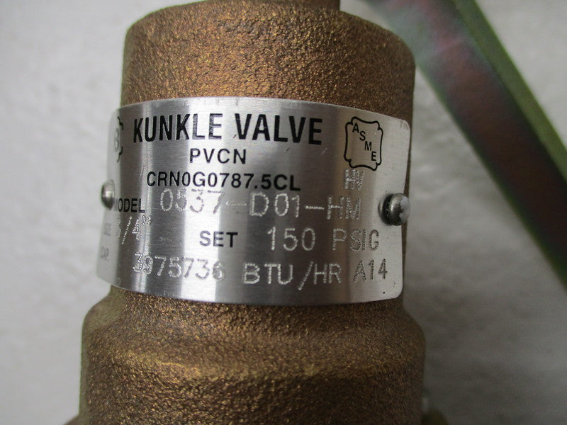 KUNKLE VALVE 0537-D01-HM-0150 NSMP
