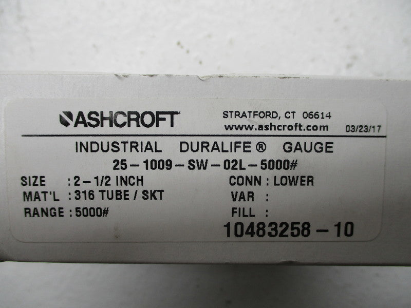 ASHCROFT 25-1009-SW-02L-5000# NSMP