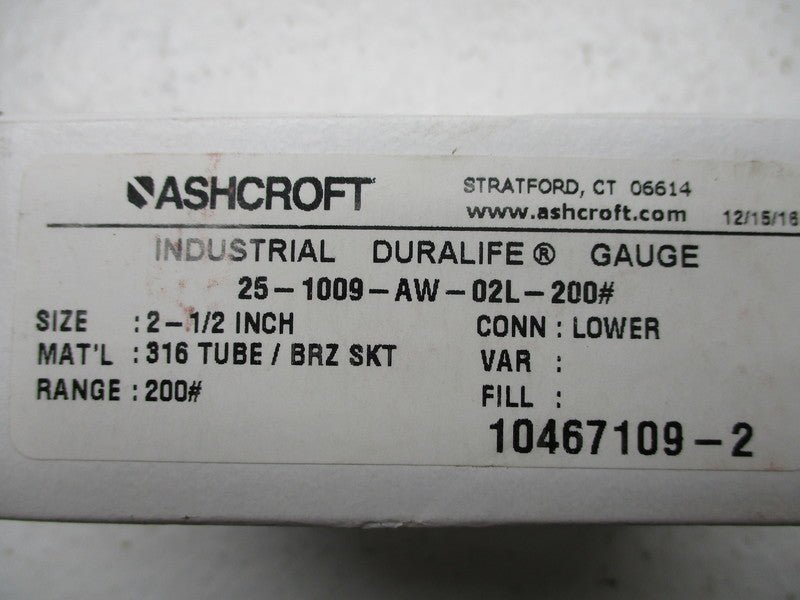 ASHCROFT 25-1009-AW-02L-200# NSMP