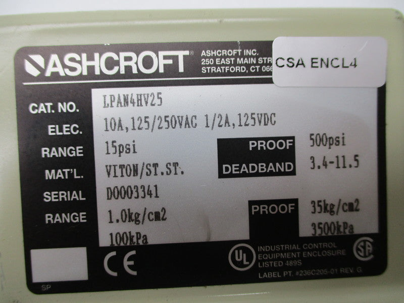 ASHCROFT LPAN4HV25 NSNP