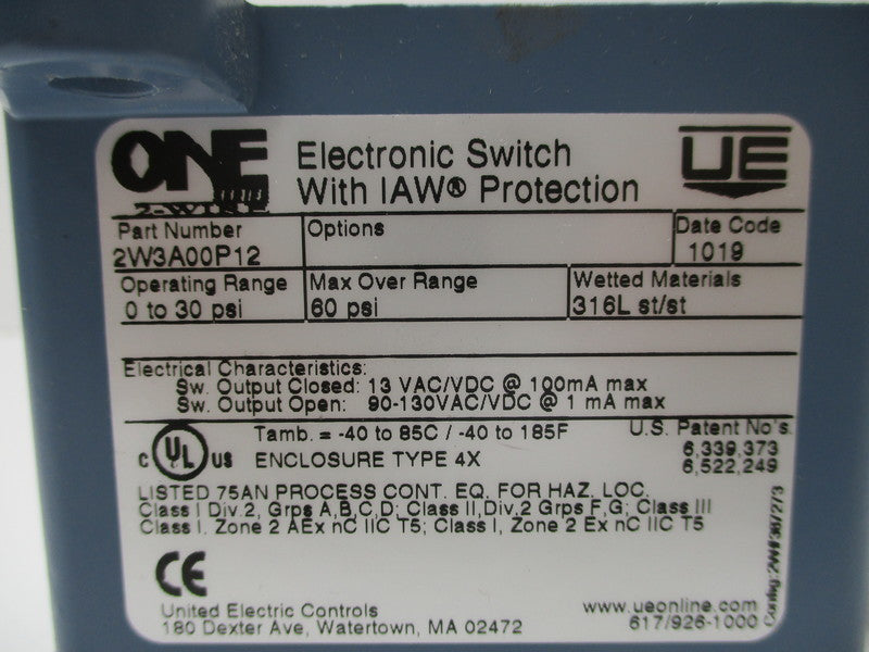 UNITED ELECTRIC 2W3A00P12 NSNP
