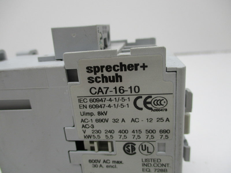 SPRECHER+SCHUH CA7-16-10 CONTACTOR 110/120V NSNP