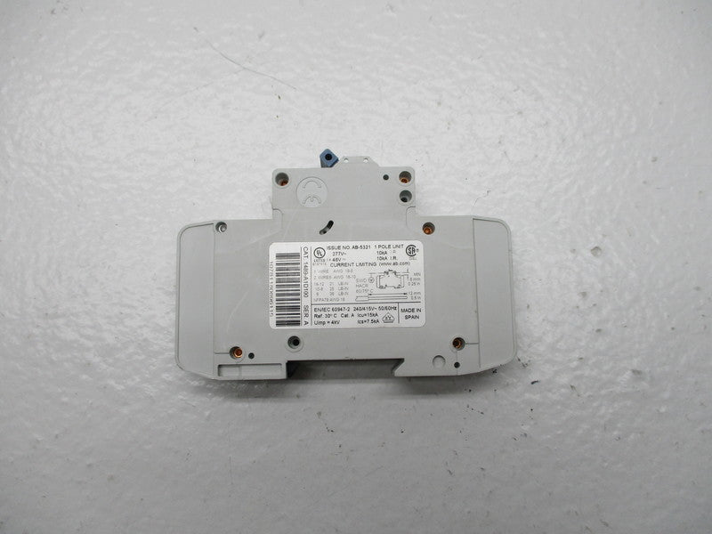 ALLEN BRADLEY 1489-A1D100 CIRCUIT BREAKER SER. A 10A 48/277V NSNP