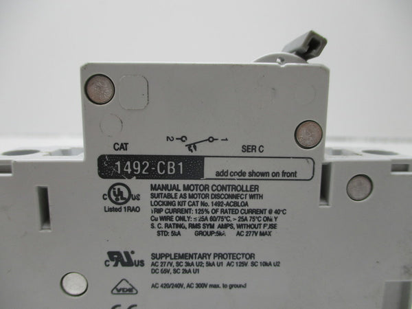 ALLEN BRADLEY 1492-CB1F040 SER. C CIRCUIT BREAKER 4A 277V NSNP