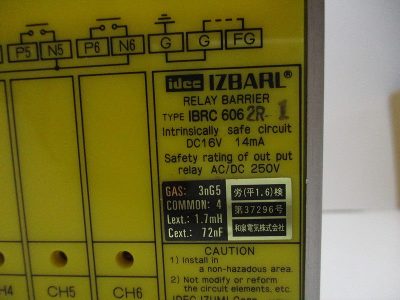 IDEC IBRC6062R-1 RELAY BARRIER 250V NSNP