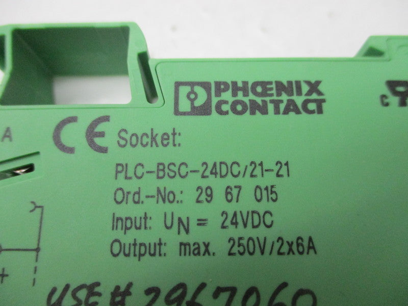 PHOENIX CONTACT PLC-BSC-24DC/21-21 W/ 2961192 RELAY MODULE 24VDC NSNP