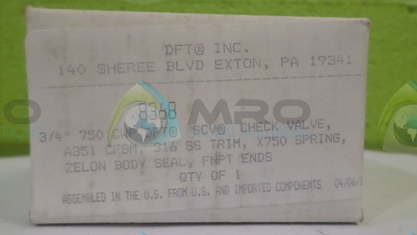 DFT INC. 8368 CHECK VALVE *NEW IN BOX*