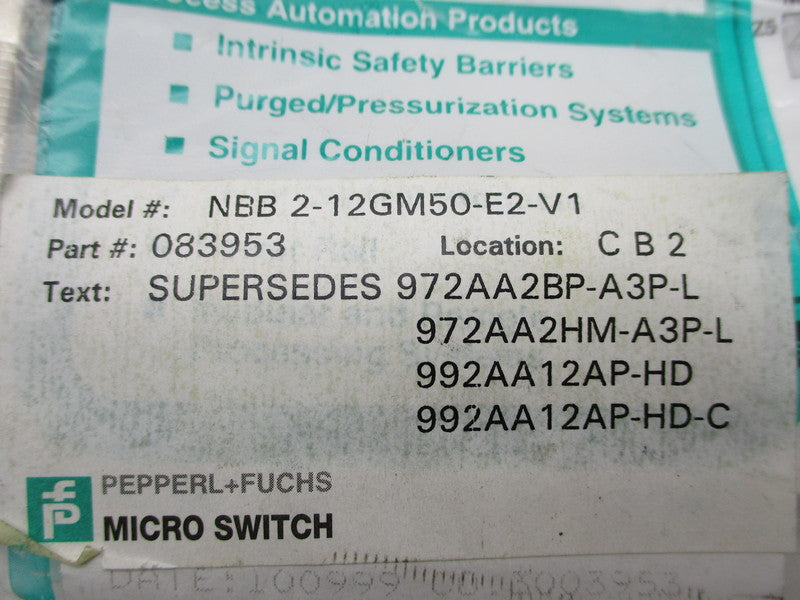 PEPPERL+FUCHS NBB2-12GM50-E2-V1 083953 * NEW IN FACTORY BAG *